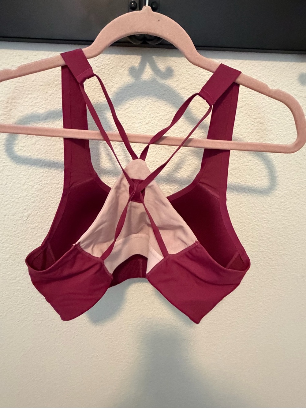 Light Pink sports Bra with Magenta Straps